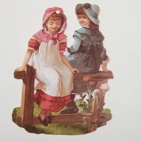 Set Antique Old Print Factory Victorian Die Cut Scrap Paper Easter Tag Ornament - Picture 6 of 12